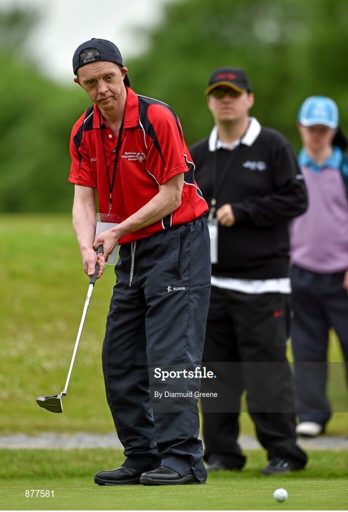 14 June 2014; Athlete Eddie Lehane, Macroom, Co. Cork, Team Munster, competing in the Short Putt event. Special Olympics Ireland Games, Ballykisteen Hotel & Golf Resort, Co. Tipperary. Picture credit: Diarmuid Greene / SPORTSFILE