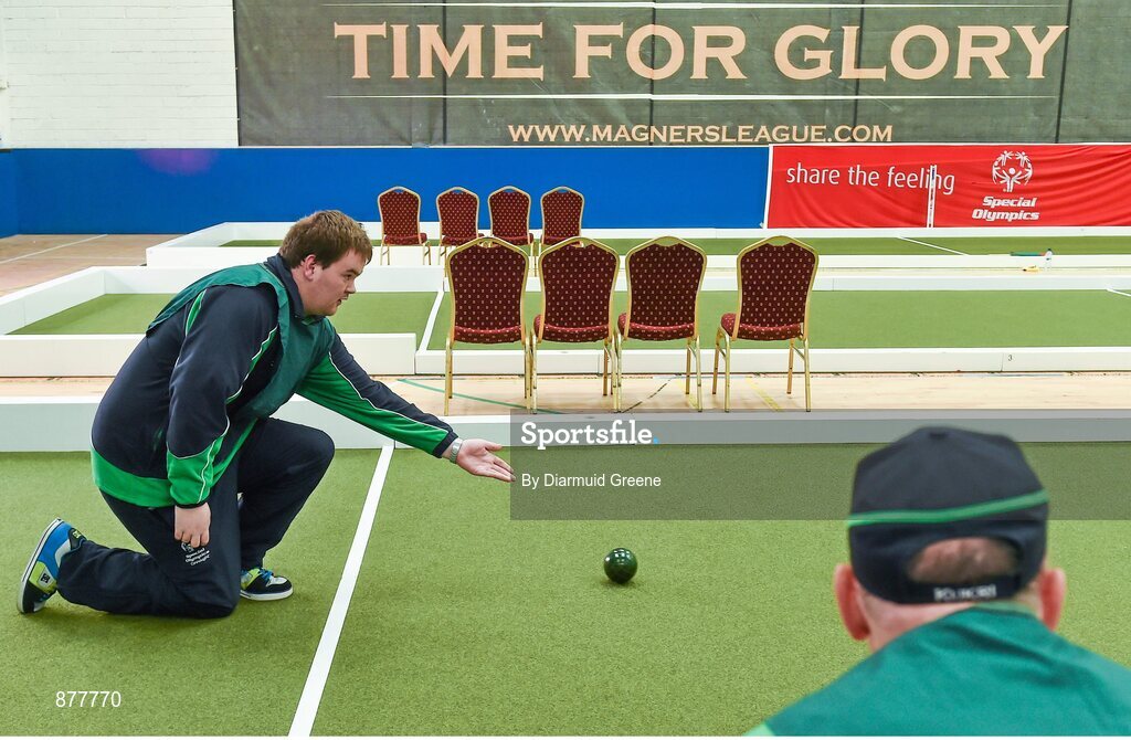 14 June 2014; Mark Bolger, Galway City, Team Connaught, competing in the Bocce doubles competition. Special Olympics Ireland Games, Delta Sports Dome, Limerick. Picture credit: Diarmuid Greene / SPORTSFILE
