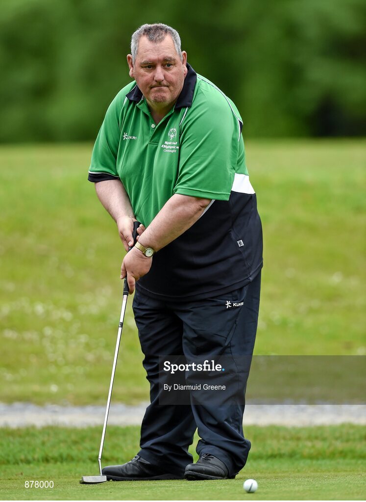 14 June 2014; Golfer Pat Kenna, Merlin, Co. Galway, Team Connaught, competes in the Short Putt event. Special Olympics Ireland Games, Ballykisteen Hotel & Golf Resort, Co. Tipperary. Picture credit: Diarmuid Greene / SPORTSFILE