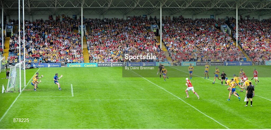 15 June 2014; Patrick Horgan, Cork, scores his side's second goal. Munster GAA Hurling Senior Championship, Semi-Final, Clare v Cork, Semple Stadium, Thurles, Co. Tipperary. Picture credit: Dáire Brennan / SPORTSFILE