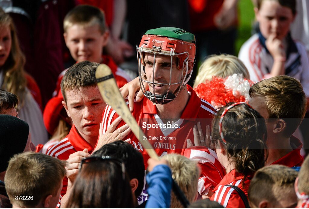 15 June 2014; Stephen McDonnell, Cork, is congratulated by supporters as he leaves the field. Munster GAA Hurling Senior Championship, Semi-Final, Clare v Cork, Semple Stadium, Thurles, Co. Tipperary. Picture credit: Dáire Brennan / SPORTSFILE