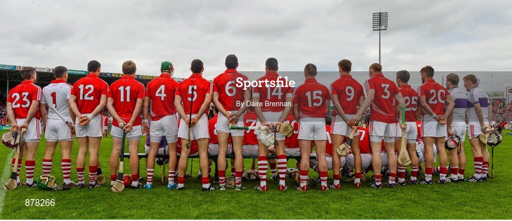15 June 2014; The Cork team stand for the team photograph. Munster GAA Hurling Senior Championship, Semi-Final, Clare v Cork, Semple Stadium, Thurles, Co. Tipperary. Picture credit: Dáire Brennan / SPORTSFILE