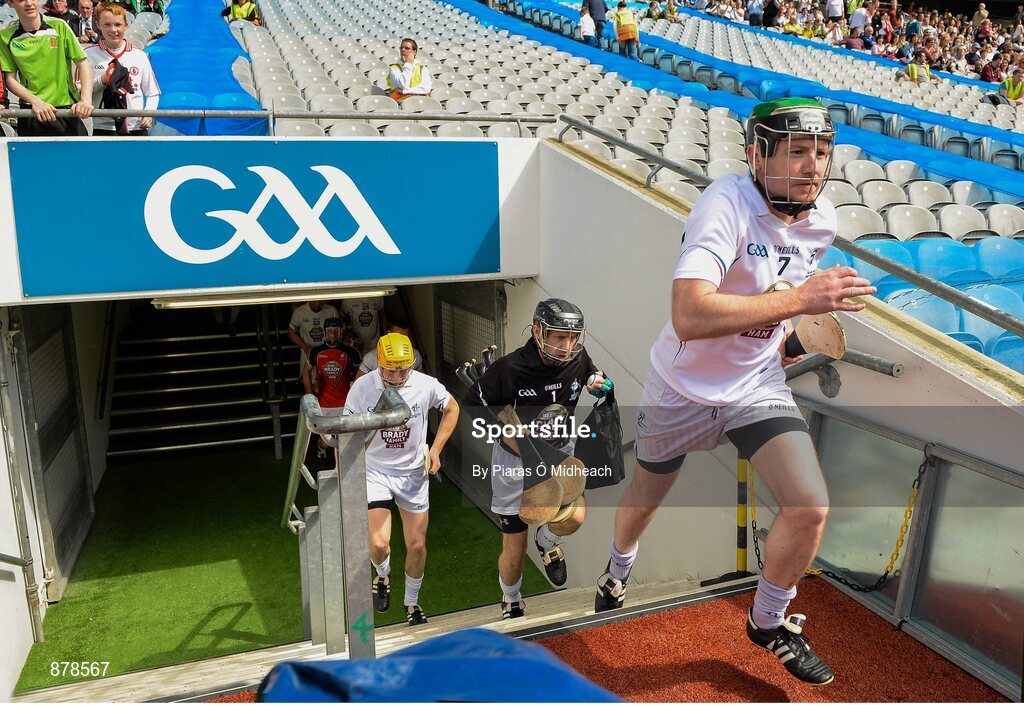 7 June 2014; Kildare's Richie Hoban emerges for the first half. Christy Ring Cup Final, Kerry v Kildare, Croke Park, Dublin. Picture credit: Piaras Ó Mídheach / SPORTSFILE