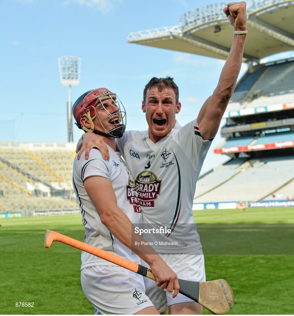 7 June 2014; Kildare's Mark Moloney, left, and Éanna Ó Neill celebrate at the final whistle. Christy Ring Cup Final, Kerry v Kildare, Croke Park, Dublin. Picture credit: Piaras Ó Mídheach / SPORTSFILE