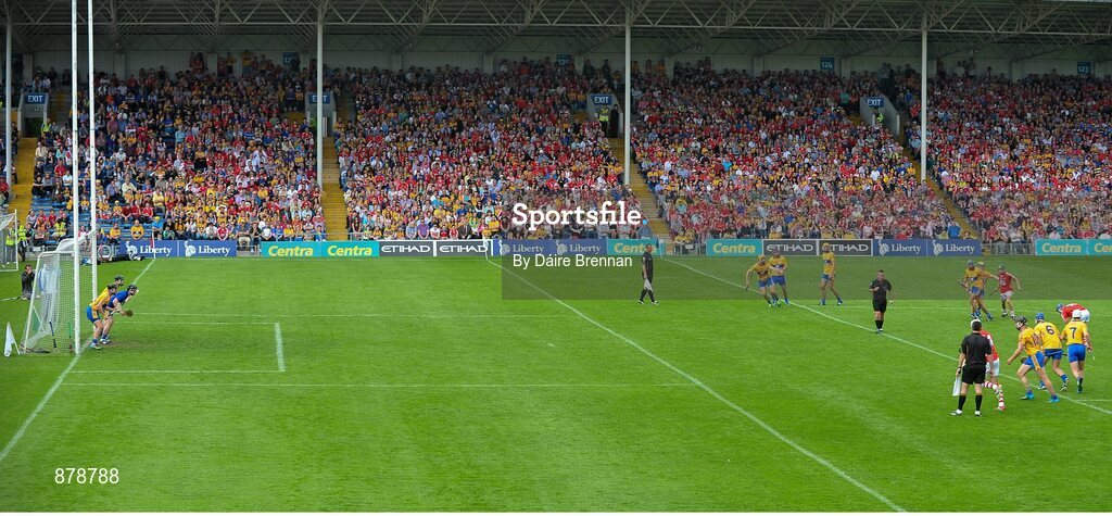 15 June 2014; Patrick Horgan, Cork, scores his side's second goal. Munster GAA Hurling Senior Championship, Semi-Final, Clare v Cork, Semple Stadium, Thurles, Co. Tipperary. Picture credit: Dáire Brennan / SPORTSFILE