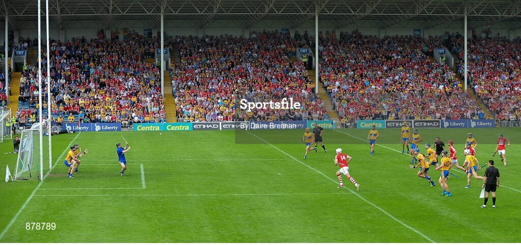 15 June 2014; Patrick Horgan, Cork, scores his side's second goal. Munster GAA Hurling Senior Championship, Semi-Final, Clare v Cork, Semple Stadium, Thurles, Co. Tipperary. Picture credit: Dáire Brennan / SPORTSFILE