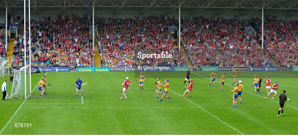 15 June 2014; Patrick Horgan, Cork, celebrates after scoring his side's second goal. Munster GAA Hurling Senior Championship, Semi-Final, Clare v Cork, Semple Stadium, Thurles, Co. Tipperary. Picture credit: Dáire Brennan / SPORTSFILE