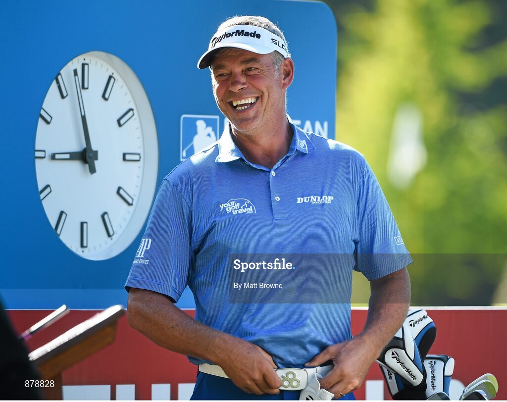 18 June 2014; Darren Clarke on the tenth tee during the 2014 Irish Open Golf Championship Pro-Am. Fota Island, Cork. Picture credit: Matt Browne / SPORTSFILE