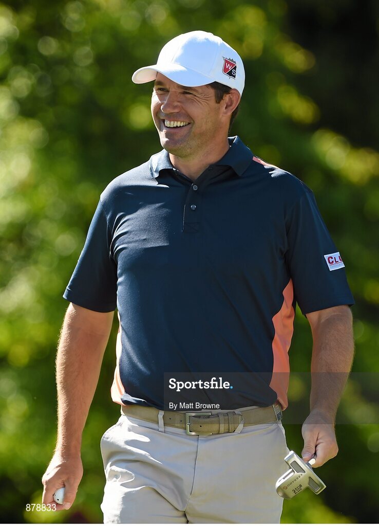 18 June 2014; Padraig Harrington on the second green during the 2014 Irish Open Golf Championship Pro-Am. Fota Island, Cork. Picture credit: Matt Browne / SPORTSFILE