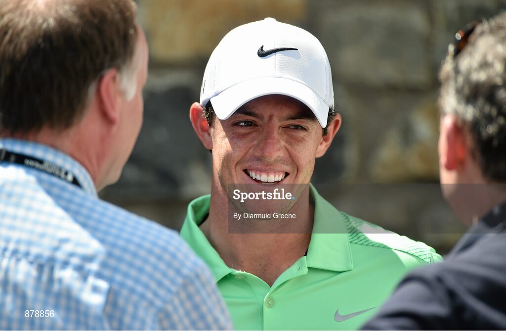 18 June 2014; Rory McIlroy speaks to reporters after a press conference at the 2014 Irish Open Golf Championship Pro-Am. Fota Island, Cork. Picture credit: Diarmuid Greene / SPORTSFILE