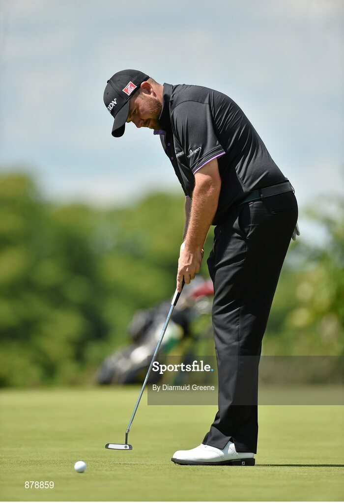 18 June 2014; Shane Lowry putts on the first green during the 2014 Irish Open Golf Championship Pro-Am. Fota Island, Cork. Picture credit: Diarmuid Greene / SPORTSFILE