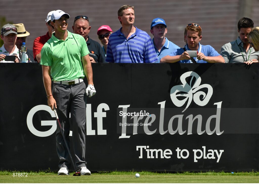 18 June 2014; Rory McIlroy on the first tee box during the 2014 Irish Open Golf Championship Pro-Am. Fota Island, Cork. Picture credit: Diarmuid Greene / SPORTSFILE