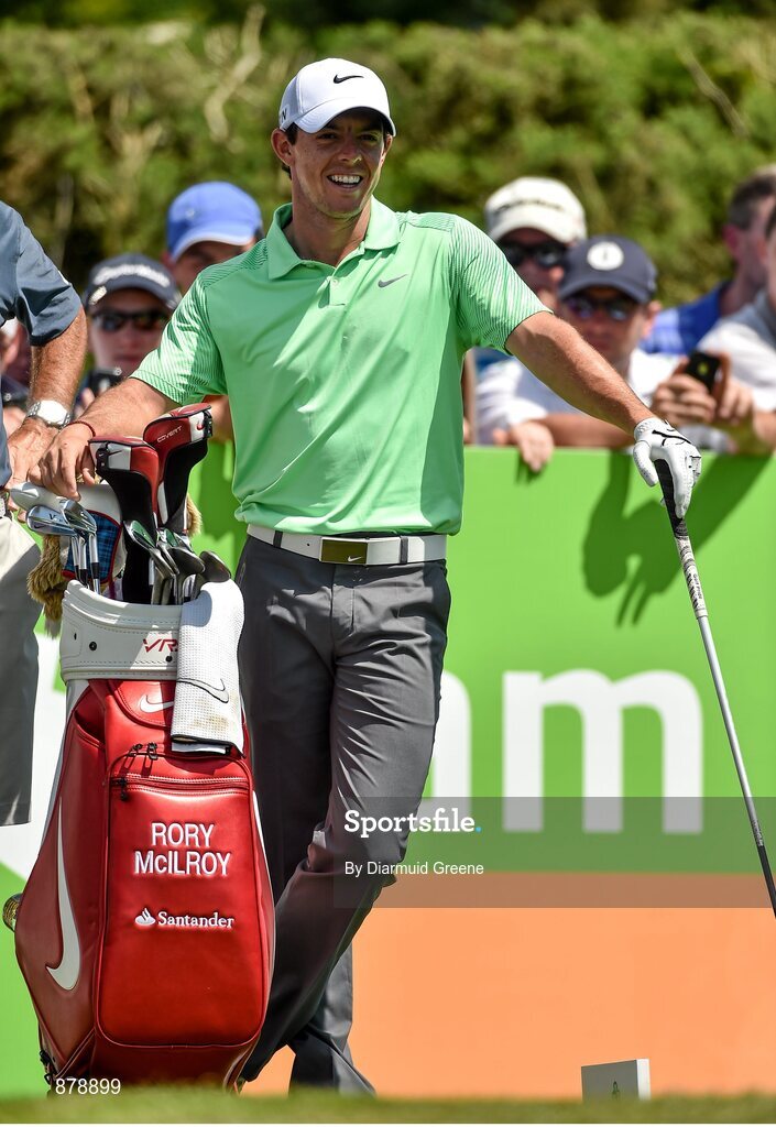 18 June 2014; Rory McIlroy waits on the second teebox during the 2014 Irish Open Golf Championship Pro-Am. Fota Island, Cork. Picture credit: Diarmuid Greene / SPORTSFILE