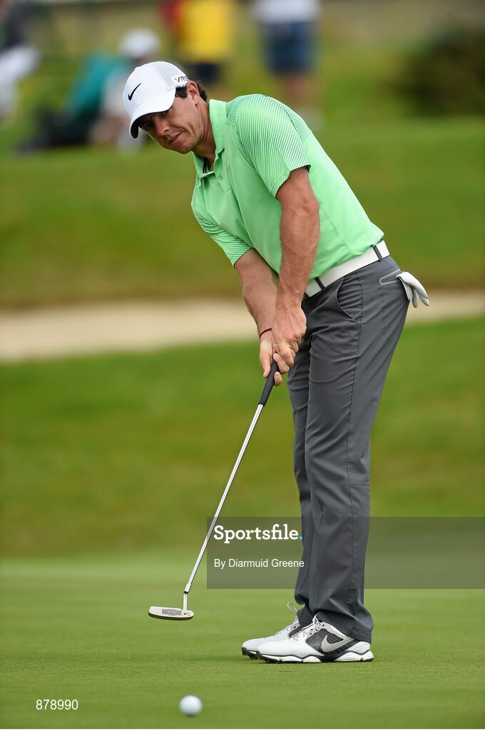 18 June 2014; Rory McIlroy putts on the eight green during the 2014 Irish Open Golf Championship Pro-Am. Fota Island, Cork. Picture credit: Diarmuid Greene / SPORTSFILE