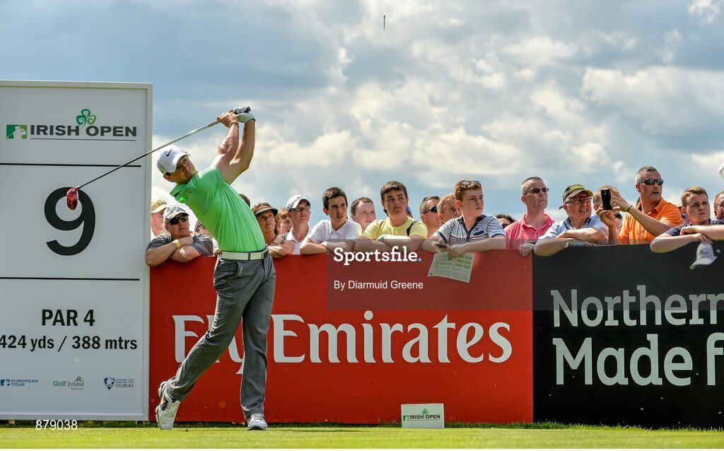 18 June 2014; Rory McIlroy watches his drive from the ninth tee box during the 2014 Irish Open Golf Championship Pro-Am. Fota Island, Cork. Picture credit: Diarmuid Greene / SPORTSFILE