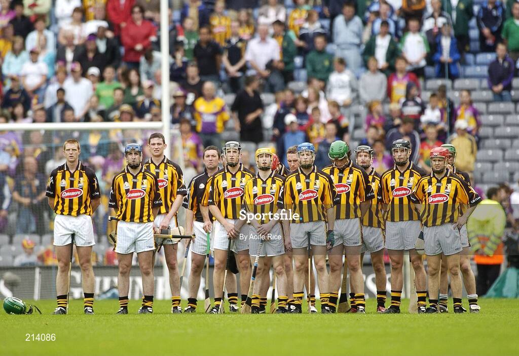 2 July 2006; The Kilkenny players stand for the National Anthem. Guinness Leinster Senior Hurling Championship Final, Wexford v Kilkenny, Croke Park, Dublin. Picture credit: Aoife Rice / SPORTSFILE