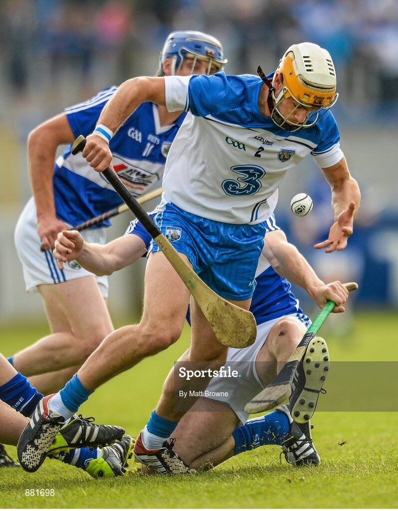 28 June 2014; Shane Fives, Waterford, in action against Stephen Maher and Willie Hyland, Laois. GAA Hurling All-Ireland Senior Championship, Round 1, Waterford v Laois, Walsh Park, Waterford. Picture credit: Matt Browne / SPORTSFILE