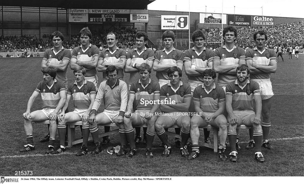 24 June 1984; The Offaly team before the Leinster Football Final match between Offaly and Dublin at Croke Park, Dublin. Photo by Ray McManus/Sportsfile