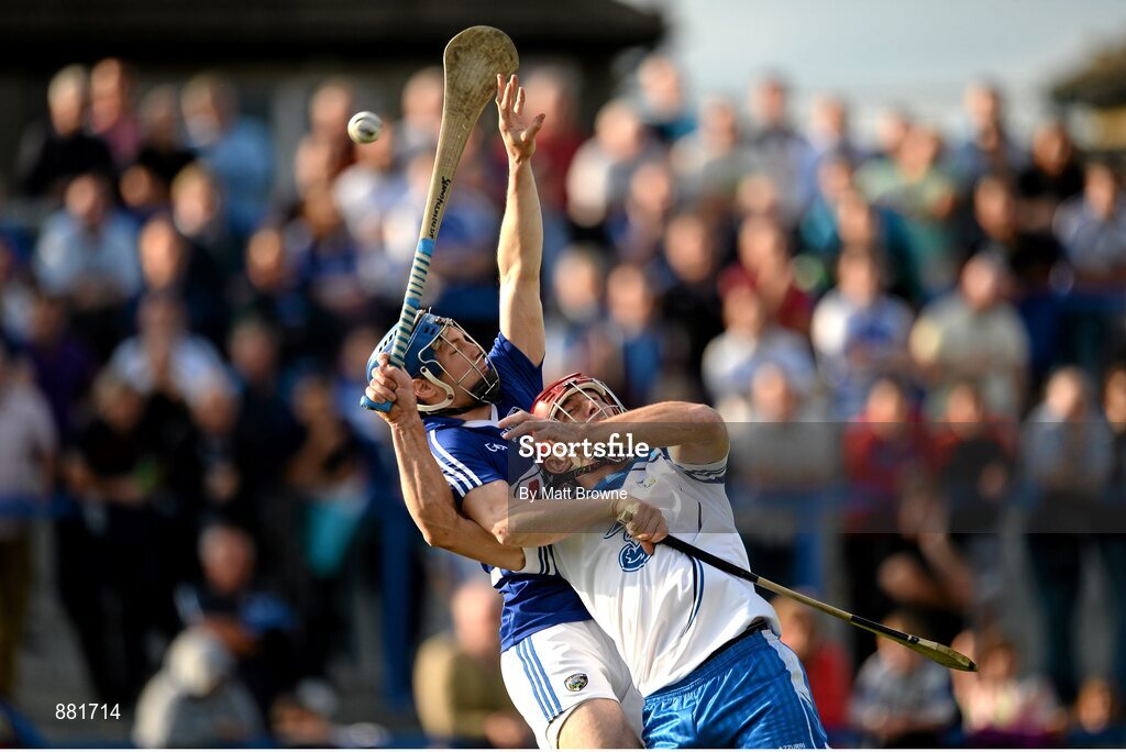 28 June 2014; Brian Campion, Laois, in action against Seamus Prendergast, Waterford. GAA Hurling All-Ireland Senior Championship, Round 1, Waterford v Laois, Walsh Park, Waterford. Picture credit: Matt Browne / SPORTSFILE