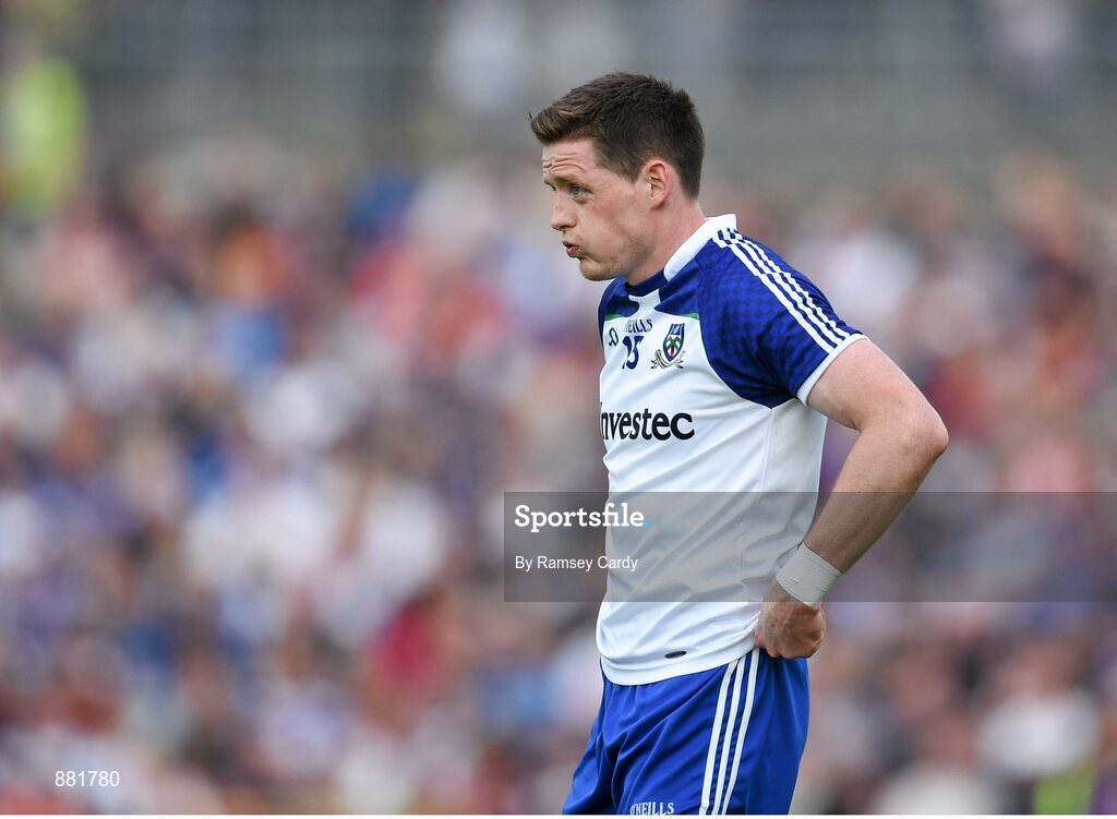 28 June 2014; Monaghan captain Conor McManus leaves the field after being awarded a black card. Ulster GAA Football Senior Championship, Semi-Final, Armagh v Monaghan, St Tiernach's Park, Clones, Co. Monaghan. Picture credit: Ramsey Cardy / SPORTSFILE