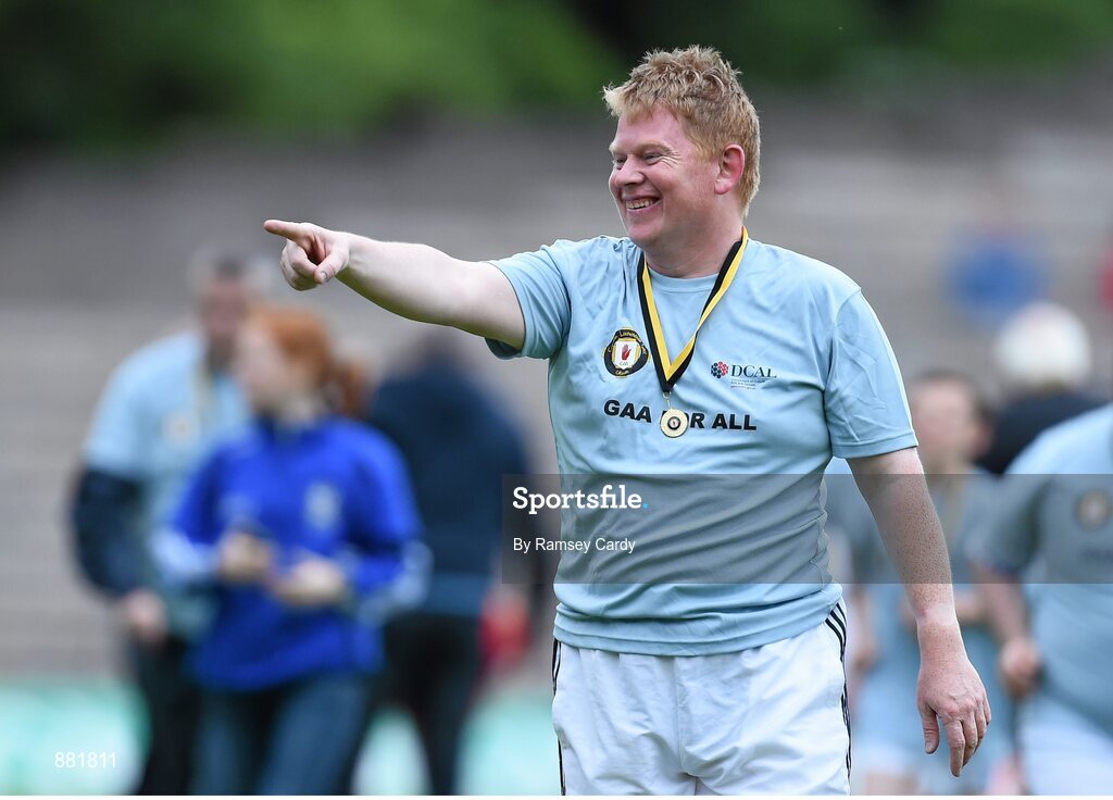 28 June 2014; Paddy Keogh, from Cavan, after being presented with a medal at half time as part of the GAA For All scheme. Ulster GAA Football Senior Championship, Semi-Final, Armagh v Monaghan, St Tiernach's Park, Clones, Co. Monaghan. Picture credit: Ramsey Cardy / SPORTSFILE