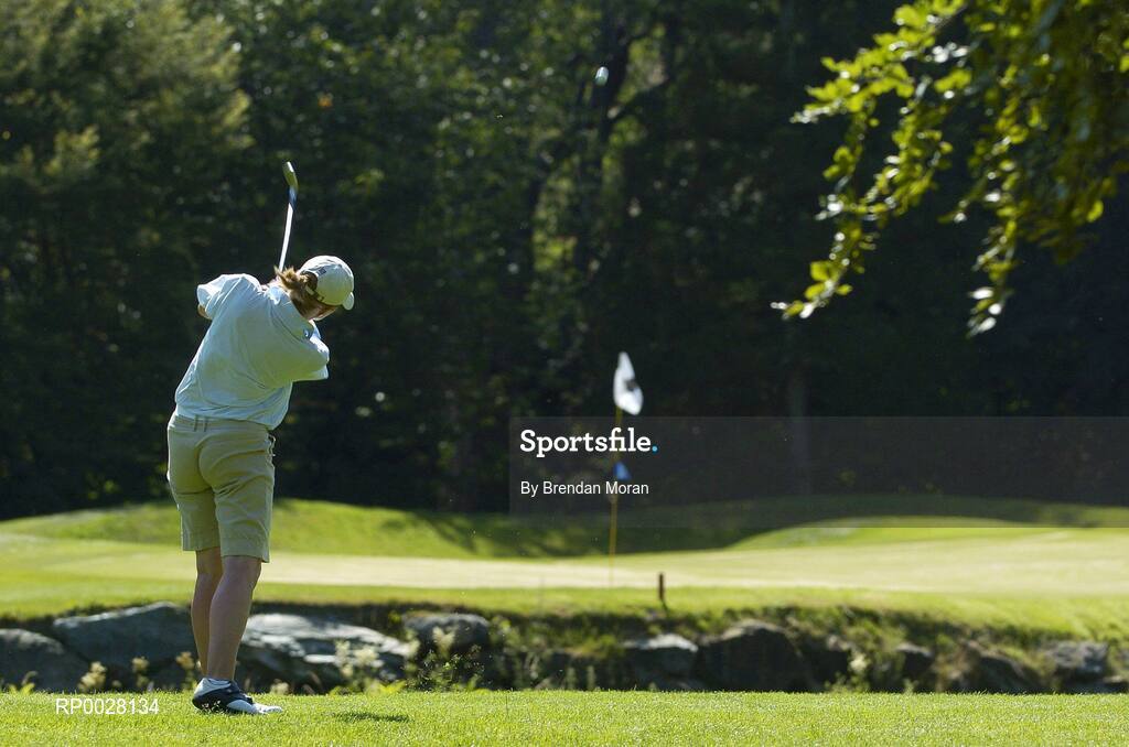 17 July 2006; Jude Byrne, Rathbane Golf Club, Limerick, and Munster, chips to the the 16th green. AIB Christy O'Connor Jnr Challenge Final, Leinster v Munster, The K Club, Straffan, Co. Kildare. Picture credit: Brendan Moran / SPORTSFILE