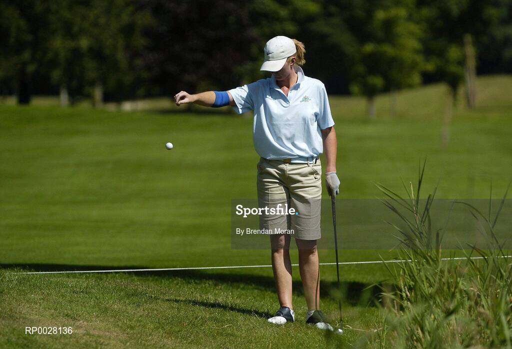 17 July 2006; Jude Byrne, Rathbane Golf Club, Limerick, and Munster, takes a drop on the 16th fairway. AIB Christy O'Connor, Jnr., Challenge Final, Leinster v Munster, The K Club, Straffan, Co. Kildare. Picture credit: Brendan Moran / SPORTSFILE