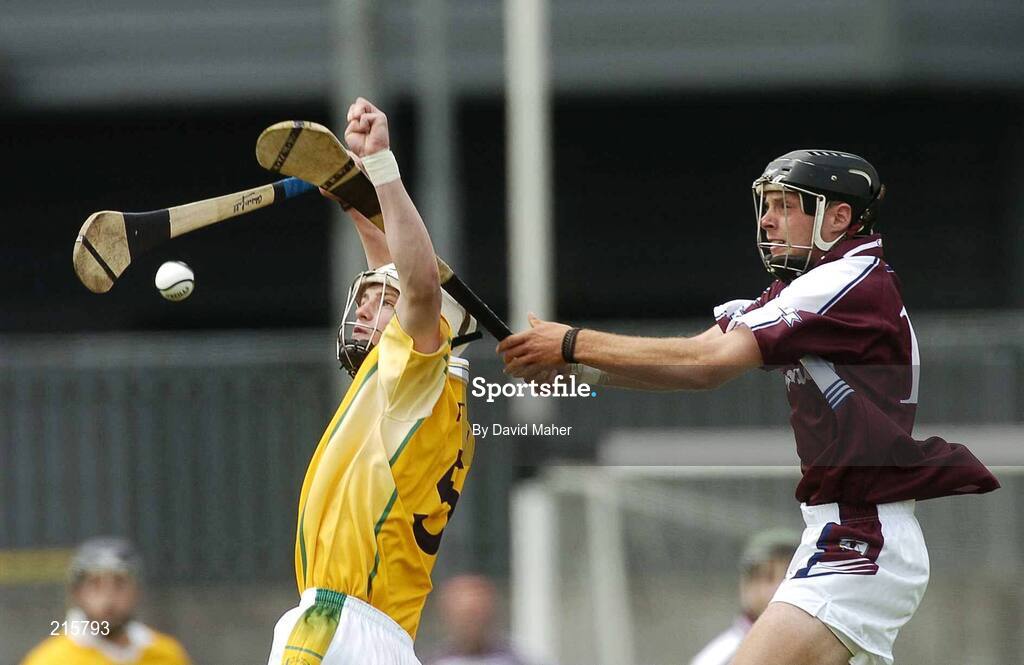 23 July 2006; Barry McFall, Antrim, in action against Eoin Forde, Galway. ESB All-Ireland Minor Hurling Championship Quarter-Final, Galway v Antrim, Cusack Park, Mullingar, Co. Westmeath. Picture credit: David Maher / SPORTSFILE