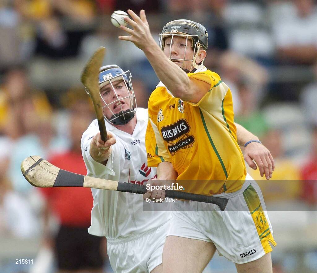 23 July 2006; Martin Scullion, Antrim, in action against Donal Moloney, Kildare. Christy Ring Cup Semi-Final, Kildare v Antrim, Cusack Park, Mullingar, Co. Westmeath. Picture credit: David Maher / SPORTSFILE
