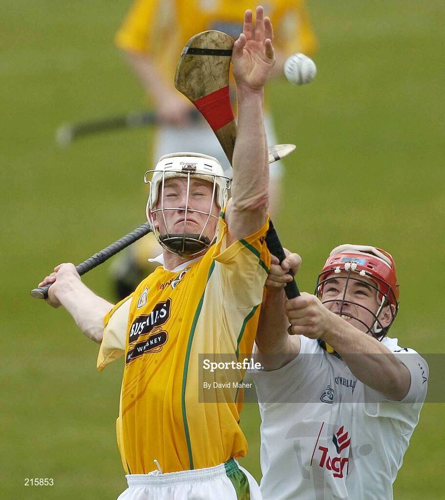 23 July 2006; Joey Scullion, Antrim, in action against Danno Horan, Kildare. Christy Ring Cup Semi-Final, Kildare v Antrim, Cusack Park, Mullingar, Co. Westmeath. Picture credit: David Maher / SPORTSFILE