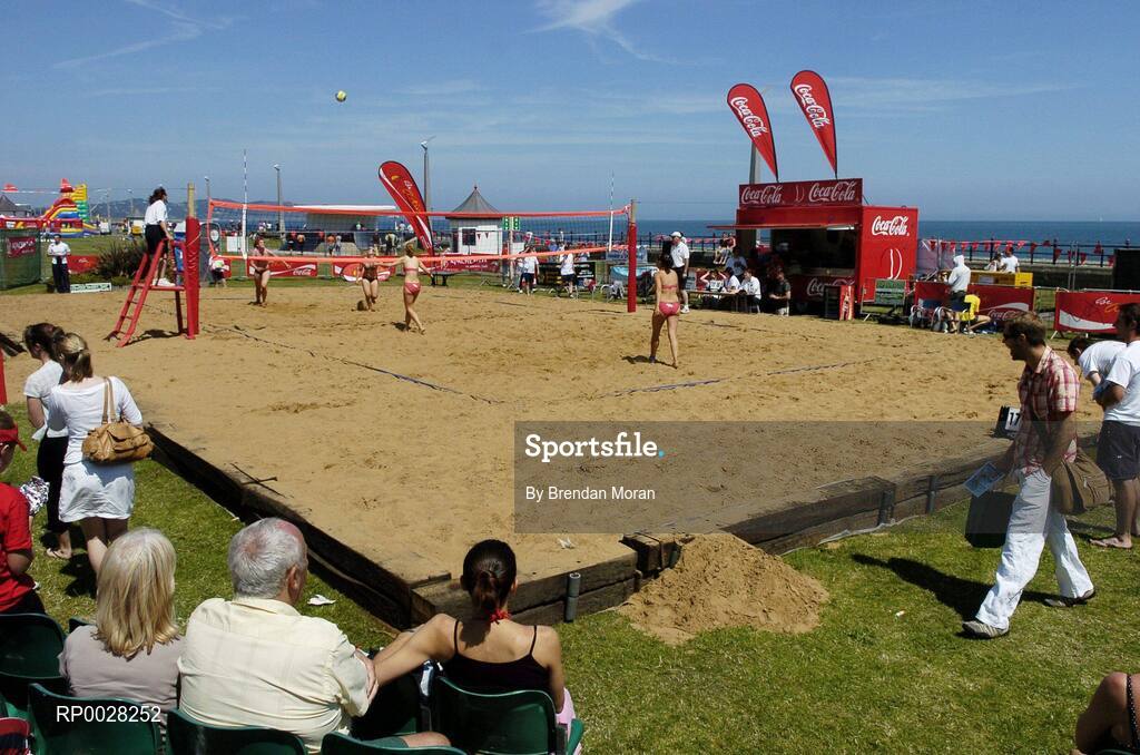 15 July 2006; A general view of Beack Volleyball action. Bray Beach Volleyball Event, Sand Area, Women's Round Robin, Dunne / Gormally  v Counihan / J. Walsh, Bray Beach, Bray, Co. Wicklow. Picture credit: Brendan Moran / SPORTSFILE