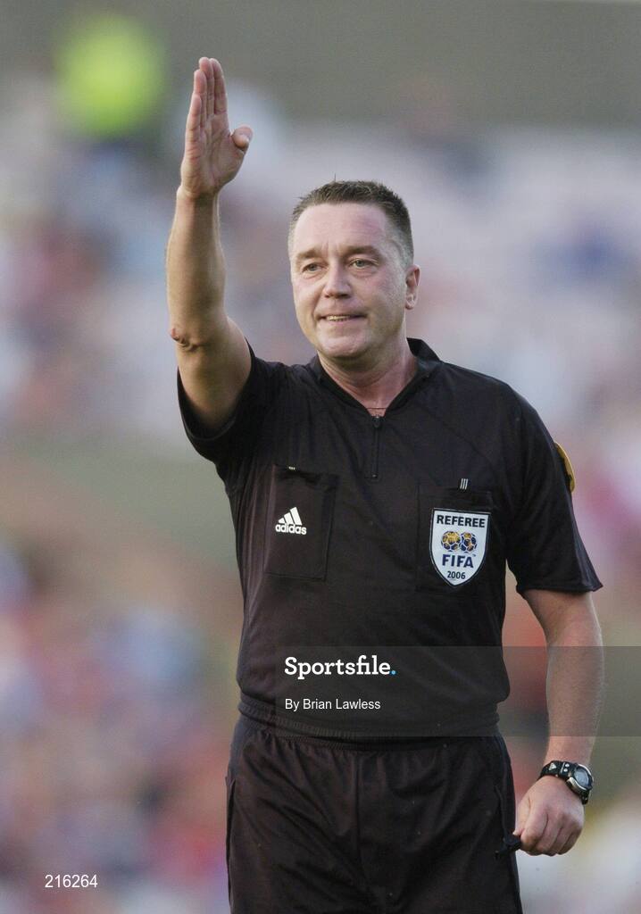 27 July 2006; Referee Menguel Prades. UEFA Cup 1st Round, 2nd Leg, Drogheda United v HJK Helsinki, Dalymount Park, Dublin. Picture credit; Brian Lawless / SPORTSFILE