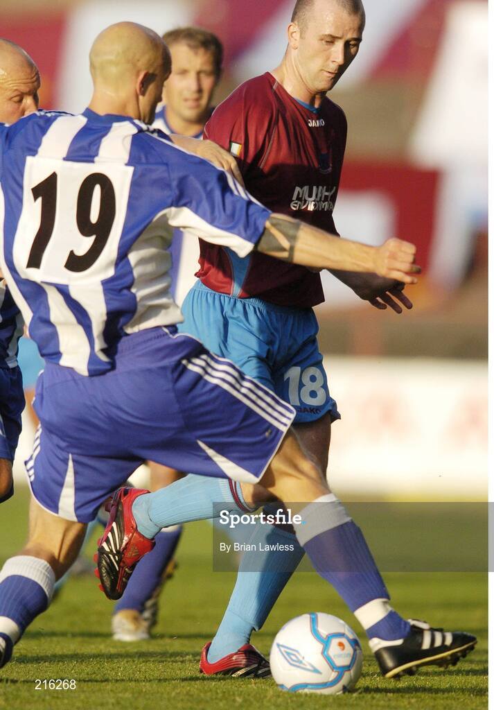 27 July 2006; Paul Keegan, Drogheda United, in action against Rami Hakanpaa, HJK Helsinki. UEFA Cup 1st Round, 2nd Leg, Drogheda United v HJK Helsinki, Dalymount Park, Dublin. Picture credit; Brian Lawless / SPORTSFILE