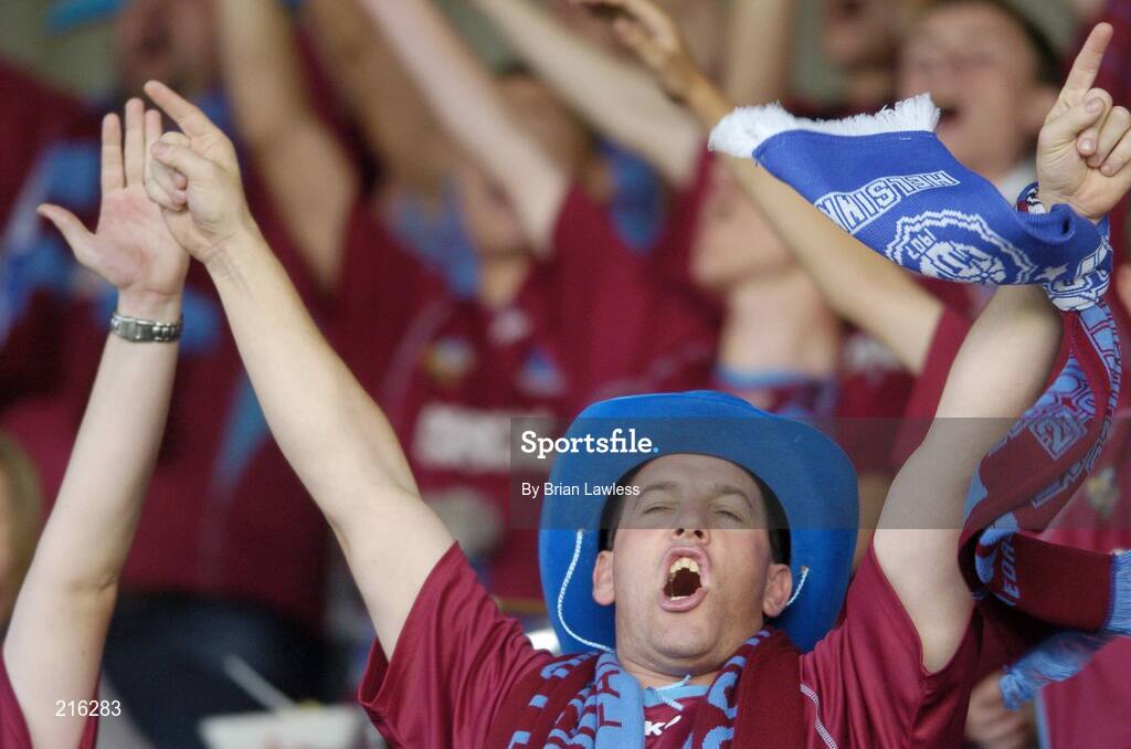 27 July 2006; A Drogheda United fan during the match. UEFA Cup 1st Round, 2nd Leg, Drogheda United v HJK Helsinki, Dalymount Park, Dublin. Picture credit; Brian Lawless / SPORTSFILE
