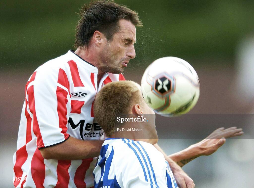 27 July 2006; Darren Kelly, Derry City, in action against Pontus Wernbloom, IFK Gotheburg. UEFA Cup 1st Round, 2nd Leg, Derry City v IFK Gotheburg, Brandywell, Derry. Picture credit; David Maher / SPORTSFILE
