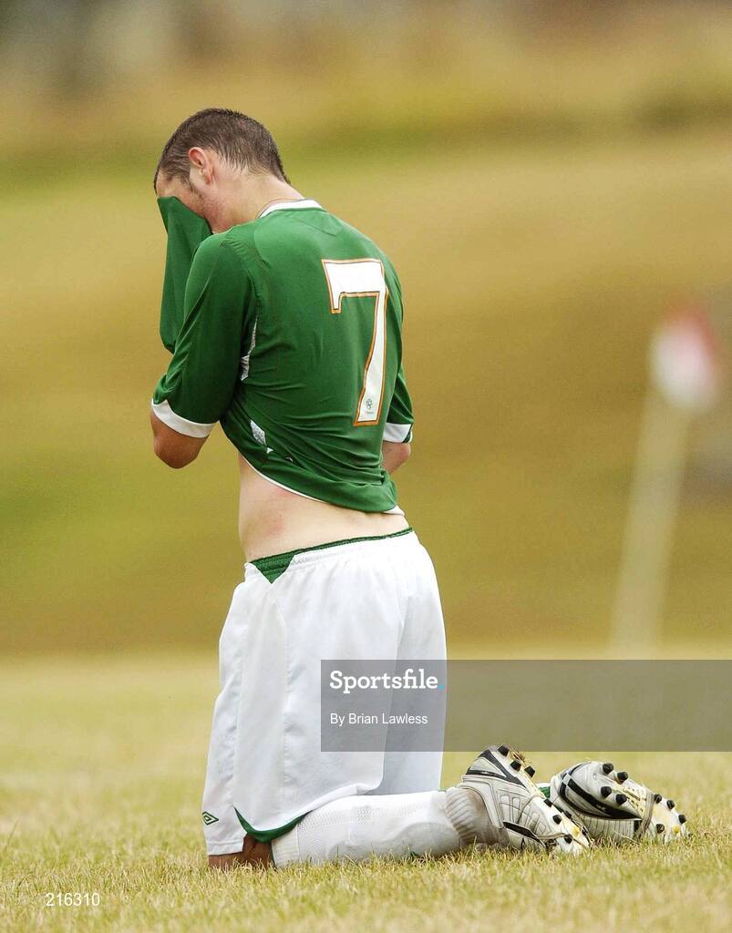 28 July 2006; A dejected Gary Messett, Republic of Ireland, at the end of the match. Cerebral Palsy European Soccer Championships, 3rd / 4th place play-off, Republic of Ireland v Netherlands, Belfield Bowl, UCD, Dublin. Picture credit: Brian Lawless / SPORTSFILE
