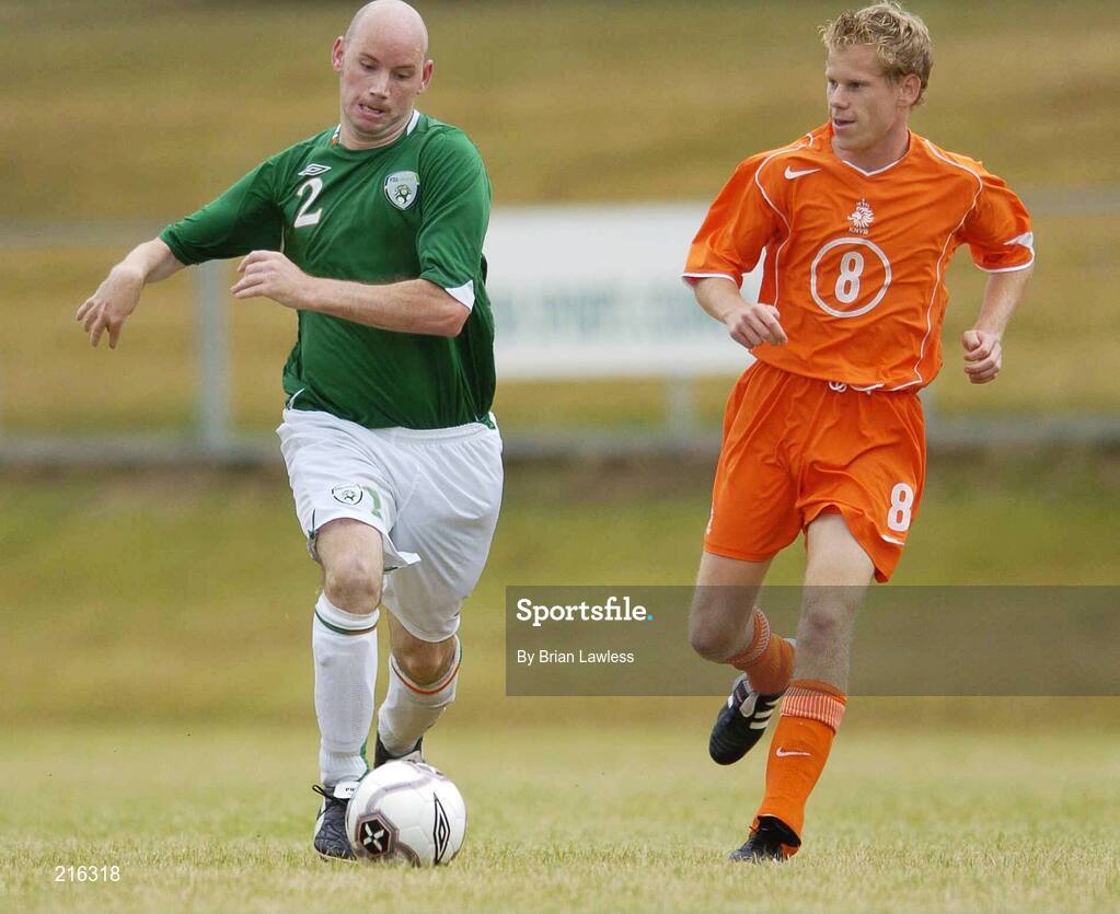 28 July 2006; Paul Dollard, Republic of Ireland, in action against Ruben De Haas, Netherlands. Cerebral Palsy European Soccer Championships, 3rd / 4th place play-off, Republic of Ireland v Netherlands, Belfield Bowl, UCD, Dublin. Picture credit: Brian Lawless / SPORTSFILE