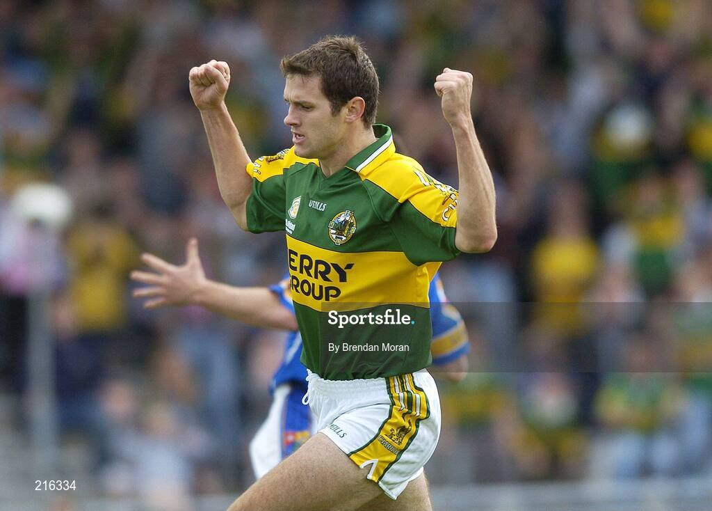 29 July 2006; Eoin Brosnan, Kerry, celebrates scoring his side's first goal. Bank of Ireland All-Ireland Senior Football Championship Qualifier, Round 4, Kerry v Longford, Fitzgerald Stadium, Killarney, Co. Kerry. Picture credit; Brendan Moran / SPORTSFILE