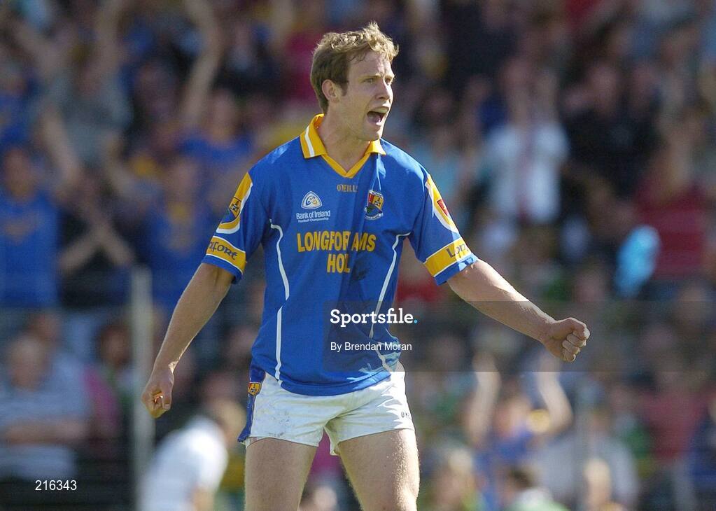 29 July 2006; Brian Kavanagh, Longford, celebrates scoring his side's first goal. Bank of Ireland All-Ireland Senior Football Championship Qualifier, Round 4, Kerry v Longford, Fitzgerald Stadium, Killarney, Co. Kerry. Picture credit; Brendan Moran / SPORTSFILE