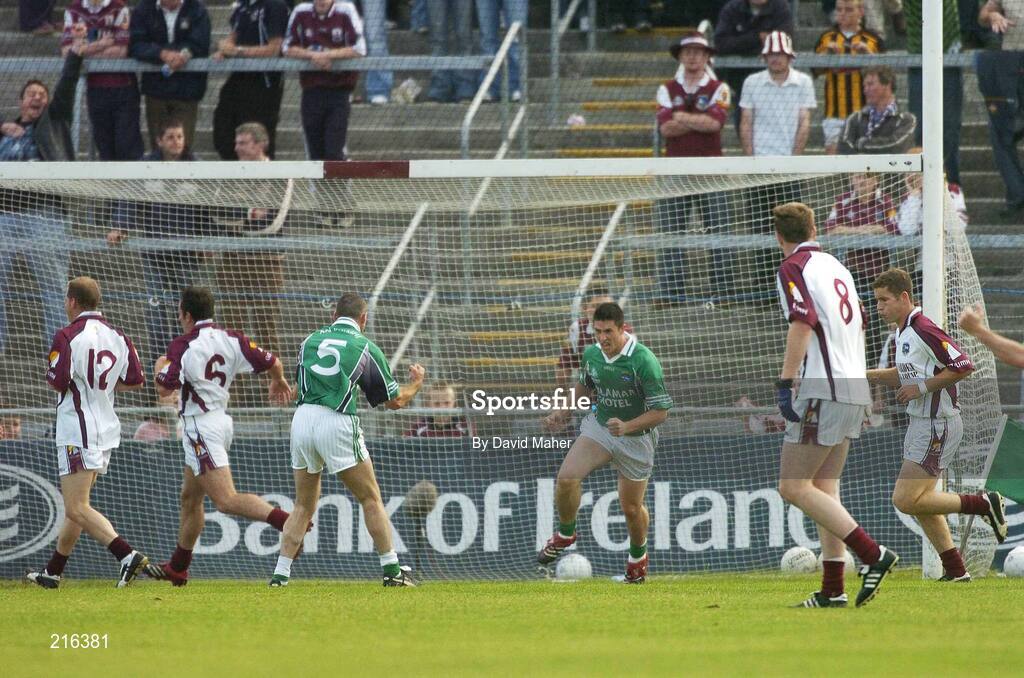 29 July 2006;Gary Dolan, third from right, Westmeath, celebrates after scoring his side's first goal with team-mate Michael Ennis, 5. Bank of Ireland All-Ireland Senior Football Championship Qualifier, Round 4, Galway v Westmeath, Pearse Stadium, Galway. Picture credit; David Maher / SPORTSFILE