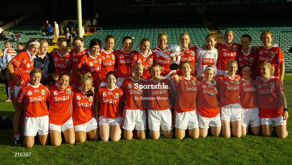 29 July 2006; The Cork team celebrate with the cup after the game. TG4 Ladies Munster Senior Football Final, Cork v Waterford, Gaelic Grounds, Limerick. Picture credit; Brendan Moran / SPORTSFILE