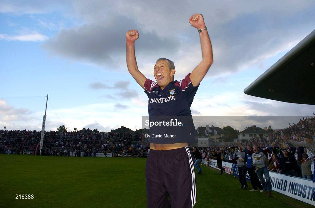 29 July 2006; Westmeath manager Tomas O'Flatharta celebrates at the final whistle. Bank of Ireland All-Ireland Senior Football Championship Qualifier, Round 4, Galway v Westmeath, Pearse Stadium, Galway. Picture credit; David Maher / SPORTSFILE