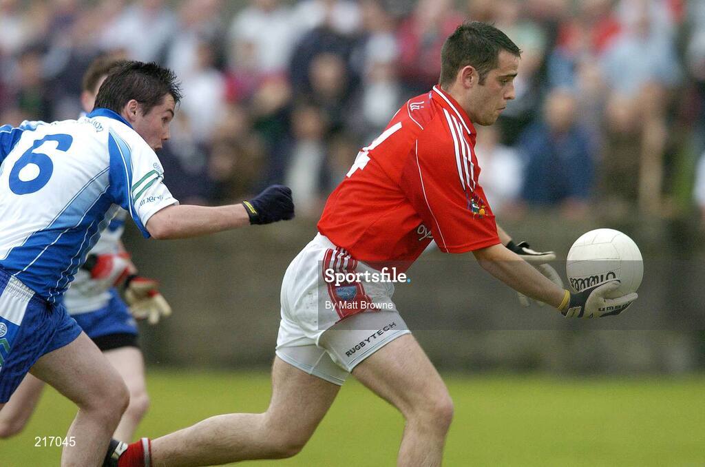 4 August 2006; Shane Lennon, Louth, evades Kieran Hughes, Monaghan, on his way to score his second goal of the game. Tommy Murphy Cup Quarter-Final, Louth v Monaghan, St. Brigid's Park, Dowdallshill, Dundalk, Co. Louth. Picture credit; Matt Browne / SPORTSFILE