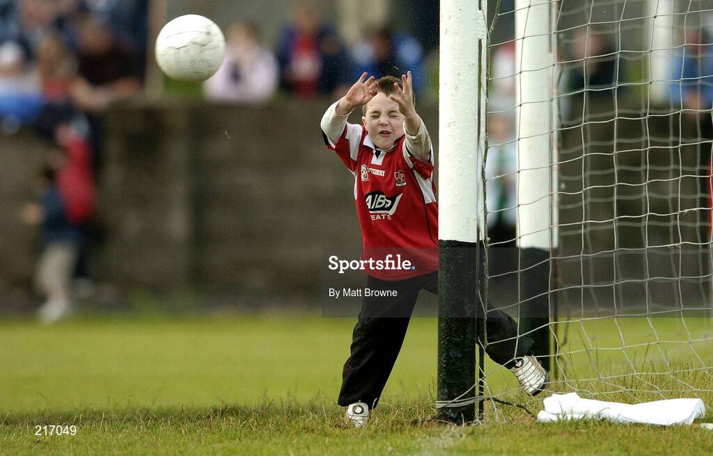 4 August 2006; Five-year-old Barry Dunne, from Dundalk, 'saves a certain goal' during half time game. Tommy Murphy Cup Quarter-Final, Louth v Monaghan, St. Brigid's Park, Dowdallshill, Dundalk, Co. Louth. Picture credit; Matt Browne / SPORTSFILE