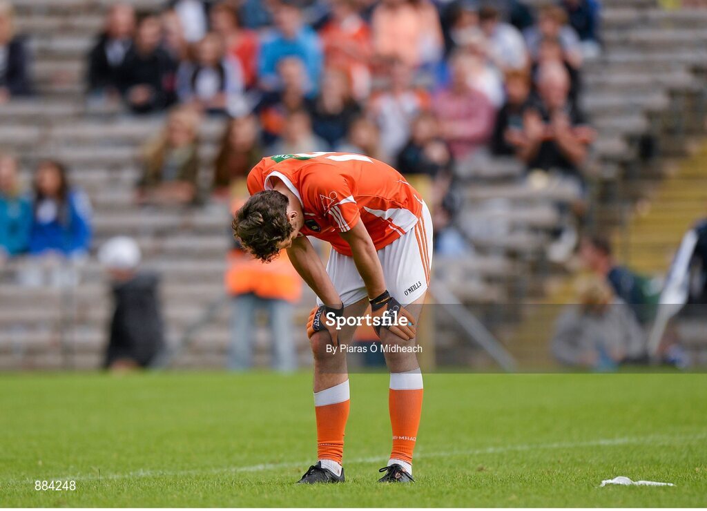 6 July 2014; A dejected Jamie Clarke, Armagh, near the end of the game. Ulster GAA Football Senior Championship, Semi-Final Replay, Armagh v Monaghan, St Tiernach's Park, Clones, Co. Monaghan. Picture credit: Piaras Ó Mídheach / SPORTSFILE