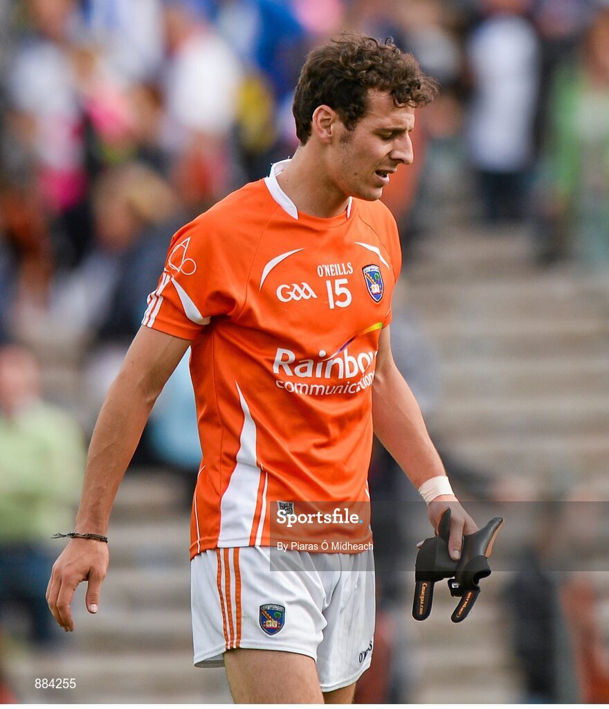 6 July 2014; A dejected Jamie Clarke, Armagh, leaves the field after the game. Ulster GAA Football Senior Championship, Semi-Final Replay, Armagh v Monaghan, St Tiernach's Park, Clones, Co. Monaghan. Picture credit: Piaras Ó Mídheach / SPORTSFILE