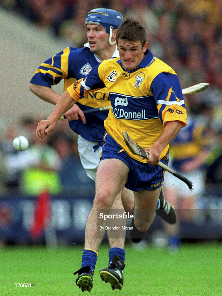 12 June 1999; Alan Markham of Clare in action against Conal Bonnar of Tipperary during the Munster Senior Hurling Championship Semi final Replay match between Clare v Tipperary at Páirc Uí Chaoimh in Cork. Photo by Brendan Moran/Sportsfile