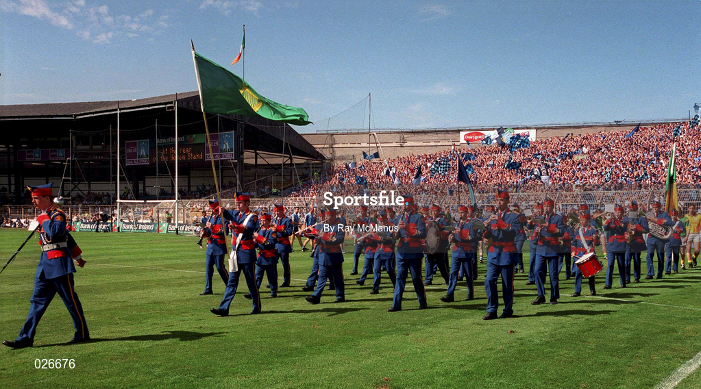 1 August 1999; The Artane Boys Band lead the Dublin and Meath teams during the parade ahead of the Bank of Ireland Leinster Senior Football Championship Final match between Dublin and Meath at Croke Park in Dublin. Photo by Ray McManus/Sportsfile