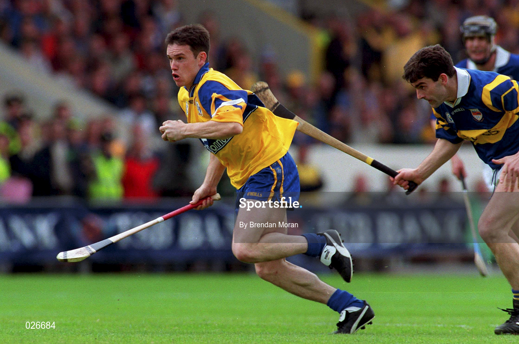 12 June 1999; Barry Murphy of Clare in action against Liam Sheedy of Tipperary during the Munster Senior Hurling Championship Semi final Replay match between Clare v Tipperary at Páirc Uí Chaoimh in Cork. Photo by Brendan Moran/Sportsfile