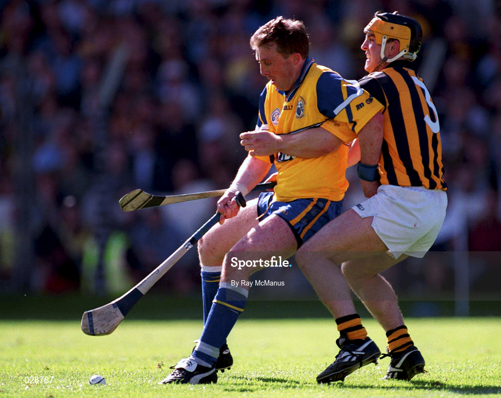 15 August 1999; Conor Clancy of Clare in action against Canice Brennan of Kilkenny during the Guinness All-Ireland Senior Hurling Championship Semi-Final match between Kilkenny and Clare at Croke Park in Dublin. Photo by Ray McManus/Sportsfile